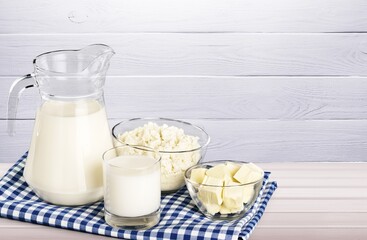 Shavuot jewish holiday celebration. Milk and cheese. Dairy products. Shavuot concept.