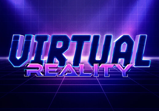 Retro Wave 3D Text Effect Mockup