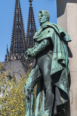 Equestrian monument of Kaiser Friedrich Wilhelm III, King of Prussia at Heumarkt square. Cologne, North Rhine Westphalia, Germany.