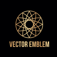 Geometric logo template. Oriental Islamic style. Gold luxury. Vector Arabic ornamental symbol. Emblem for luxury products, boutiques, jewelry, oriental cosmetics, hotels, restaurants, shops, stors.