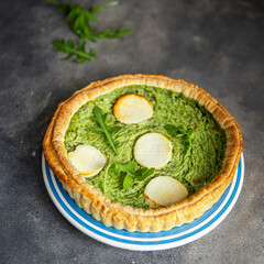 savory pie spinach and goat cheese fresh healthy meal food snack diet on the table copy space food background rustic top view