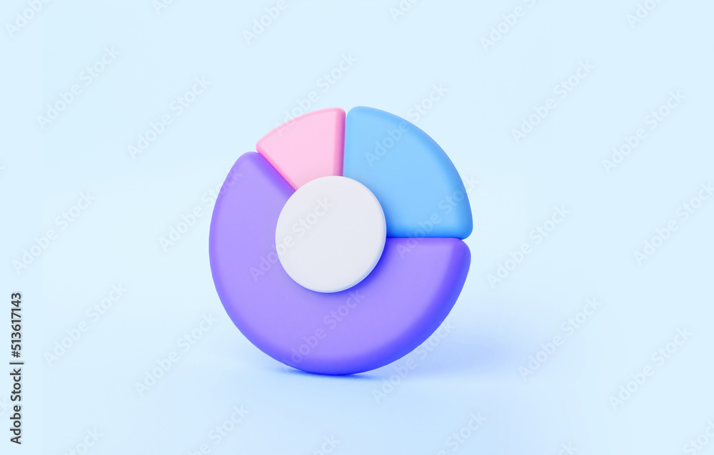 Fototapete Purple 3d pie chart with round empty space for your number. 3d rendering illustrator.