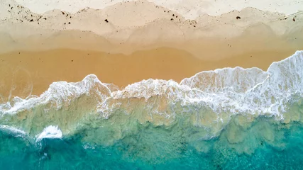 Fototapeten aerial view of the sandy beach and ocean in Zanzibar © STORYTELLER