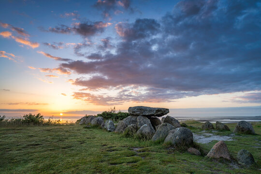 Historic megalithic tomb Harhoog in Keitum, Sylt, Schleswig-Holstein, Germany