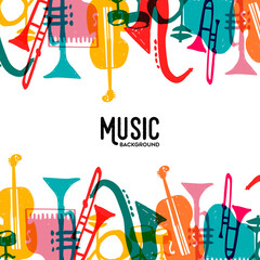 Jazz music instrument doodle illustration vector background - obrazy, fototapety, plakaty