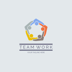 people team work connection logo design template for brand or company and other