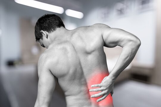 Back pain, kidney inflammation, man suffering from backache, health problems concept