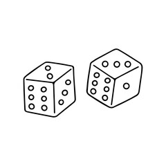 Hand drawn Game dice doodle. Casino gambling, table games in sketch style. Vector illustration isolated on white background.