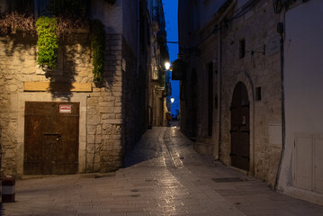 Fototapeta na wymiar Abandoned typical alleyway in downtown Vieste, Italy