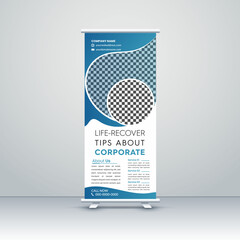 Modern Corporate Business Roll-up banner stand template design. Marketing exhibition for the conference, promo banner exhibition, printing, presentation and  display, flag banner, for seminar