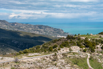 Fototapeta na wymiar Beautiful mountain landscape in Manfredonia on the Gargano Peninsula, Southern Italy