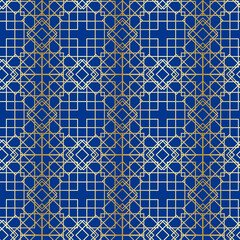 Gold and Indigo blue geometric seamless pattern background design element in this pretty line pattern.