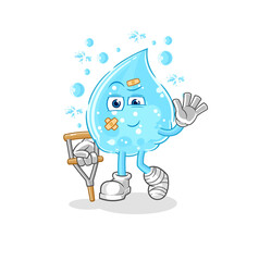 soda water sick with limping stick. cartoon mascot vector