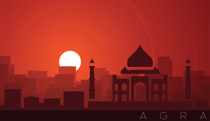Agra Low Sun Skyline Scene - obrazy, fototapety, plakaty