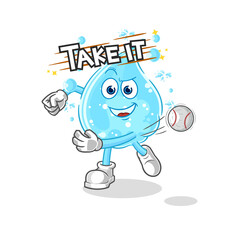 soda water throwing baseball vector. cartoon character