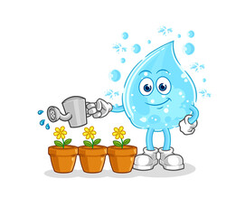 soda water watering the flowers mascot. cartoon vector