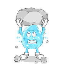 soda water lifting rock cartoon character vector