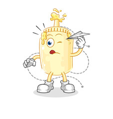mayonnaise with paper plane character. cartoon mascot vector