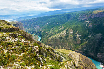 Sulak Canyon in Caucasus, Dagestan, Russia. Mountain landscape.