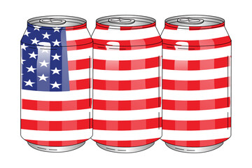 4th of July Patriotic Beer Cans with American Flag