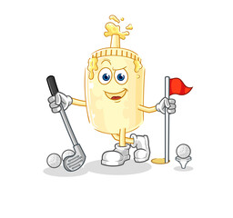 mayonnaise playing golf vector. cartoon character