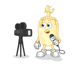 mayonnaise tv reporter cartoon. cartoon mascot vector