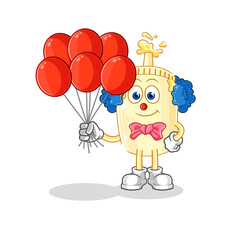 mayonnaise clown with balloons vector. cartoon character