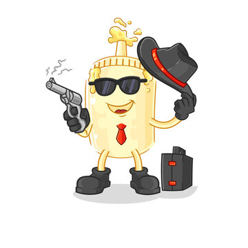 recommend clip art: mayonnaise mafia with gun character. cartoon mascot vector