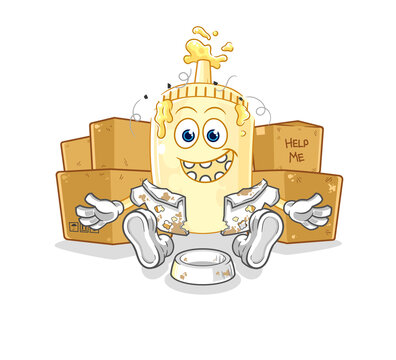 recommend clip art: mayonnaise homeless character. cartoon mascot vector