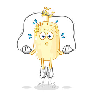 recommend clip art: mayonnaise jump rope exercise. character vector
