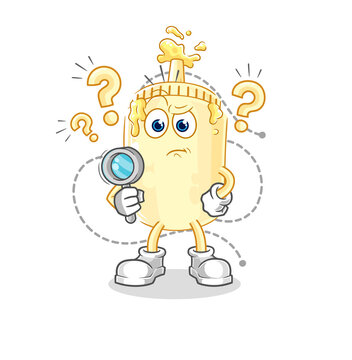 mayonnaise character holding magnifying glass clip art preview