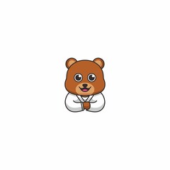 Cute Bear Karate Mascot Logo Design