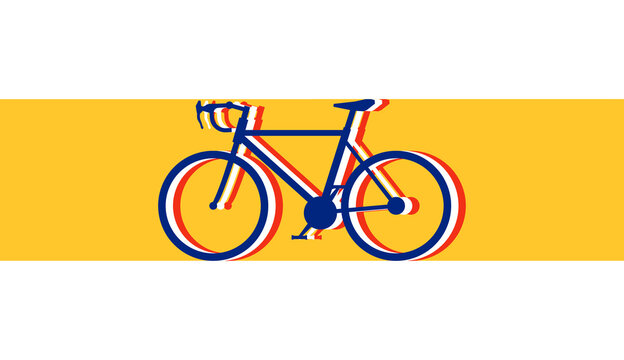 Bicycles And Tour De France: Three Racing Bicycle Silhouettes Make Up The French Flag In The Background The Original Colors Of The Yellow Jersey.	