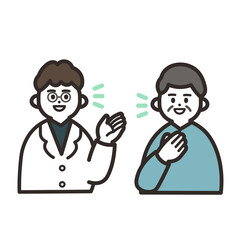 話し合う男性の医者と高齢男性