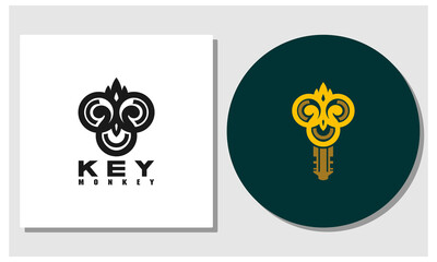 Monkey lock logo. Key logo similar to monkey face