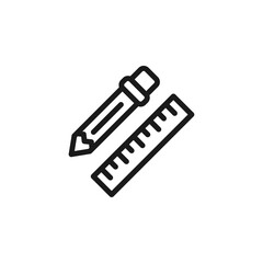Science and education sign. Minimalistic monochrome vector symbol. Suitable for adverts, sites, articles, books. Vector line icon of liner and pencil