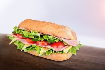 Tasty fast food snack in flatbread on the desk