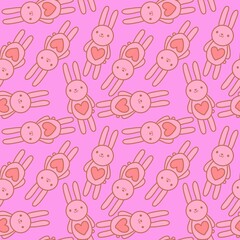 Obraz premium Cartoon kids rabbit print for new year gifts and Christmas wrapping paper and notebooks and Easter packaging