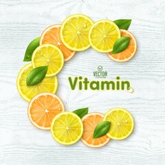 Vitamin C. Vector realistic illustration.