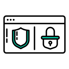 shield and padlock icon on transparent background