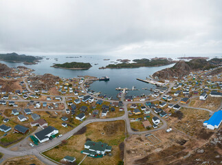 Rural coastal community on a dull day