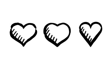 Hand drawn hearts collection. Set of heart illustrations. Valentine's day design. Love and care design elements.