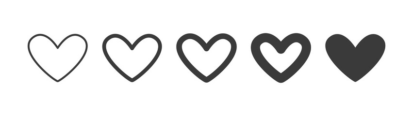 Heart icons. Set of heart pictogram. Valentine's day and love symbol.