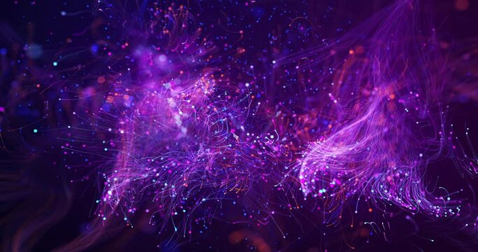 Artificial Intelligence Network Data Flowing Inside Of Optical Fibers. Electrical Signals Flowing Inside Of Complex Network. Technology Related 3D Animation.