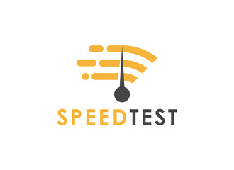 Speed Test Logo. Geometric Shape Wi-fi internet Connection with Speed or Fast Symbol. Suitable for Technology, Business and Branding Logos. Flat Vector Design Template Element