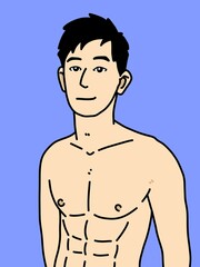 Fototapeta premium cute man cartoon on blue background