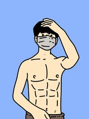 Fototapeta premium cute man cartoon on blue background