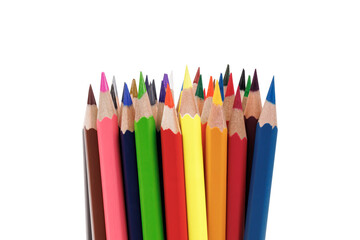 coloured pencils isolated on white background with clipping path.