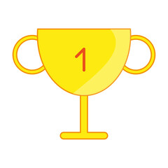 Cup first place golden. Champion trophy, gold cup. Vector illustration. stock image.
