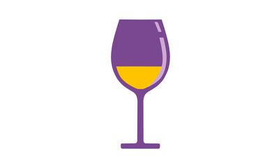 Glass of wine water, flat style vector illustration on white background